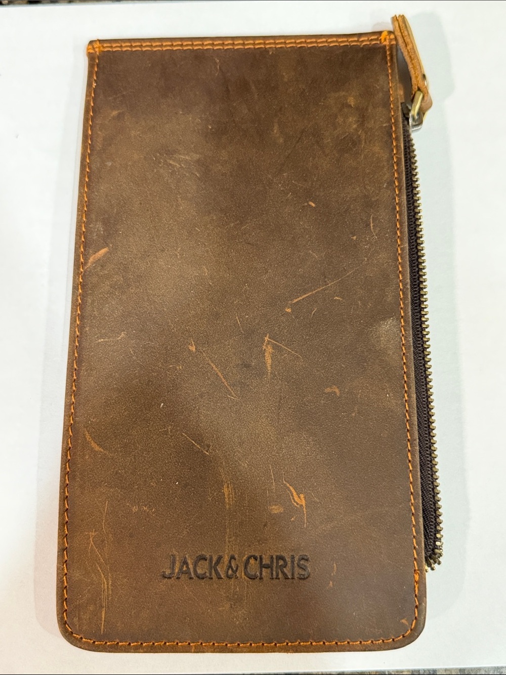 Jack&Chris Brown Leather Multi Credit Card Organizer Wallet with Zipper Pocket